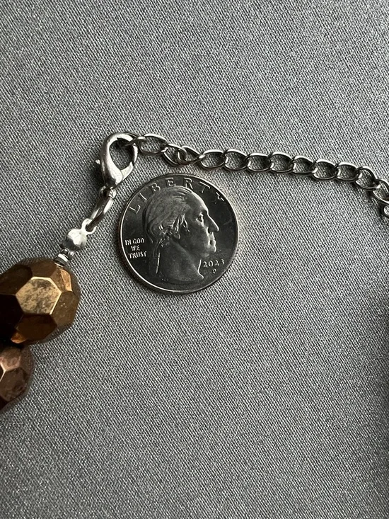 Faceted Metallic Brown Statement 8” Necklace - Picture 11 of 11